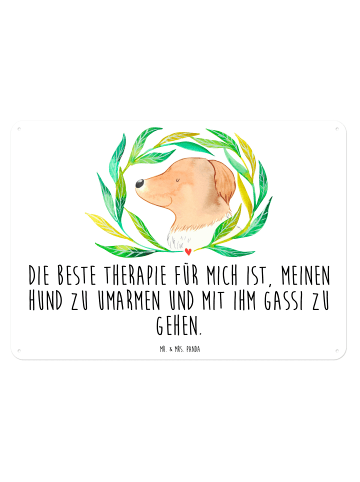 Mr. & Mrs. Panda Wandbild Hund Blumen mit Spruch in Weiß