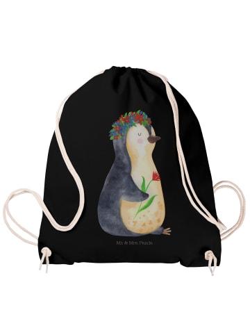 Mr. & Mrs. Panda Stoffbeutel Pinguin Blumen ohne Spruch in Schwarz