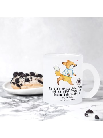 Mr. & Mrs. Panda Teetasse Fuchs Fußball spielen mit Spruch in Transparent