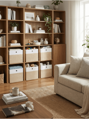 SONGMICS 6er-Set: Aufbewahrungsbox Tina in Weiß-Beige - (B)33 x (H)33 x (T)33 cm
