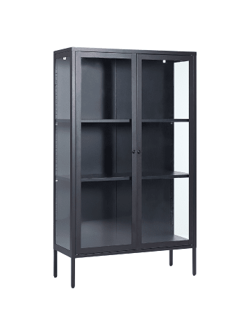 Beliani Vitrine NASH in Schwarz - (W) 90 x (H) 150 x (L) 35 cm