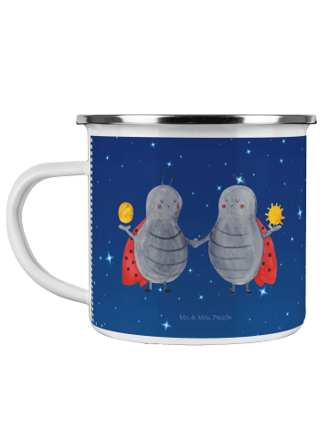 Mr. & Mrs. Panda Camping Emaille Tasse Sternzeichen Zwilling ohn... in Sternenhimmel Blau