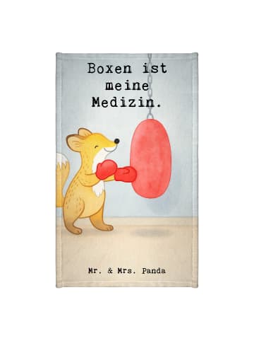 Mr. & Mrs. Panda Gästehandtuch Fuchs Boxen Design mit Spruch in Weiß