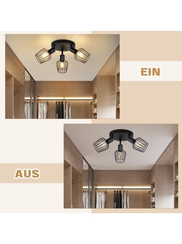 ZMH Deckenleuchte in schwarz 3-flammige E14 rund Schwenkbar Vintage Deckenspot