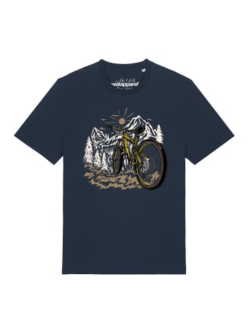 wat? Apparel T-Shirt Mountainbike und Berge in Dunkelblau