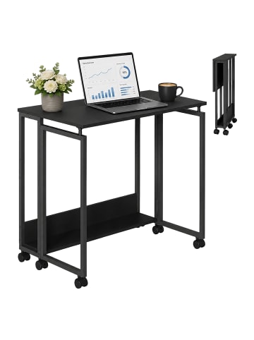 relaxdays Schreibtisch "klappbar" in Schwarz - (B)60 x (H)75 x (T)50 cm