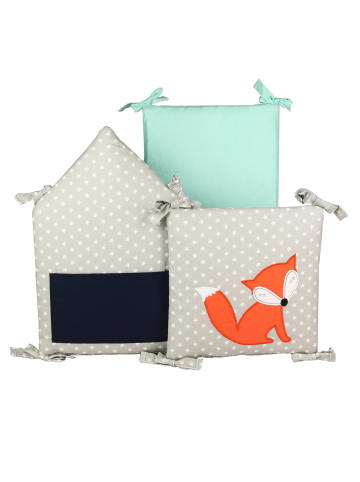 BABY LAL® 6tlg.-Set: Nestchen "FUCHS & Co." in Grau/Orange - (L) 30 x (B) 30cm