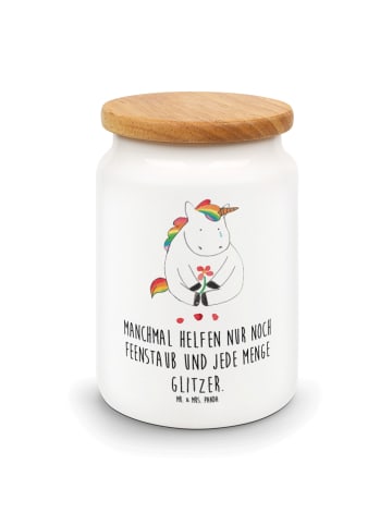 Mr. & Mrs. Panda Snackdose Einhorn Traurig mit Spruch in Weiß