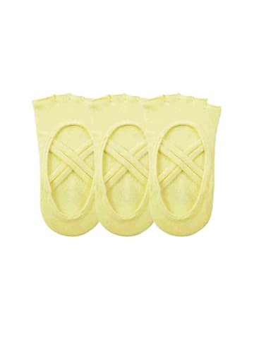 MUNADUNA 3er-Pack Yoga-Zehensocken mit Doppelkreuz - offene Zehen in Gelb 