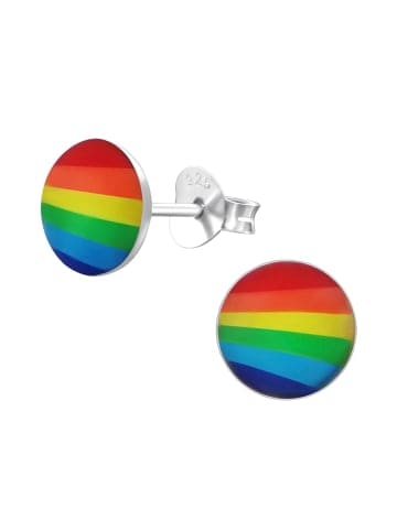 Alexander York Ohrstecker GEO PLÄTTCHEN regenbogenfarben in 925 Silber - 2-tlg.