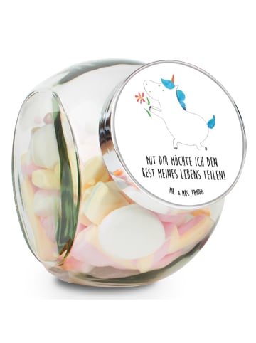 Mr. & Mrs. Panda Frischhaltedose Einhorn Blume mit Spruch in Weiß