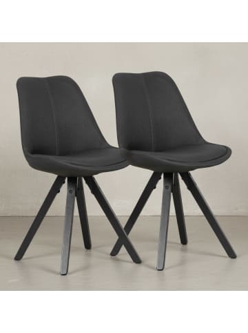 KADIMA DESIGN 2er Set Esszimmerstuhl Anthrazit mit schwarzen Beinen Stuhl in Dunkelgrau