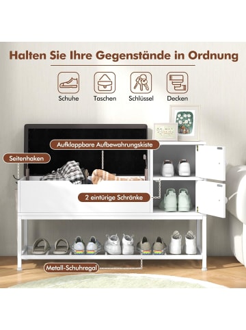 COSTWAY Schuhbank mit Klappdeckel 100cm in Weiß