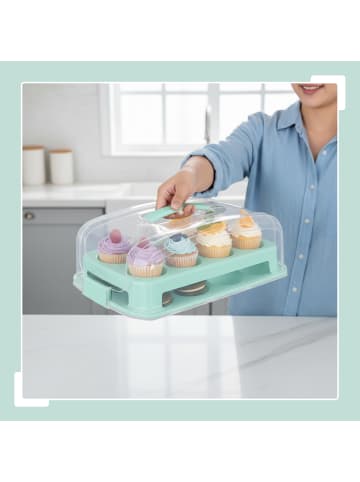 relaxdays Muffin Transportbox in Türkis