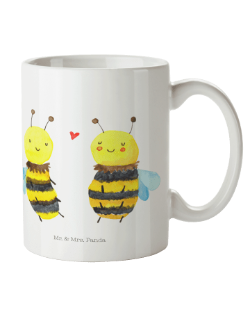Mr. & Mrs. Panda Plastikbecher Biene Verliebt ohne Spruch in Weiß