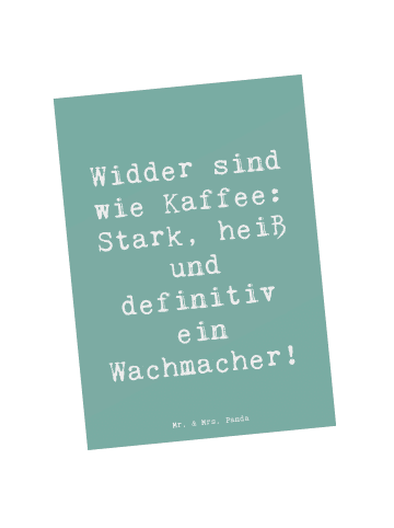 Mr. & Mrs. Panda Grußkarte Spruch Widder Power mit Spruch in Meeresbrise