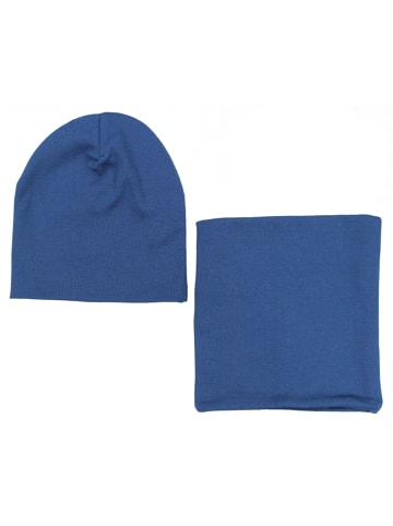 TupTam Unisex Kinder Beanie Mütze Schlauchschal Set in blau