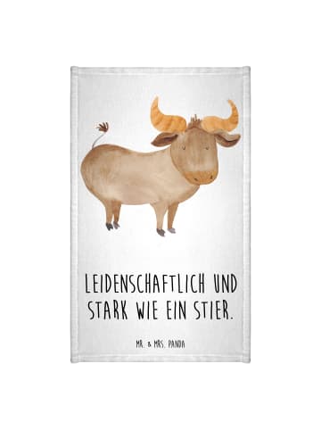 Mr. & Mrs. Panda Handtuch Sternzeichen Stier mit Spruch in Weiß