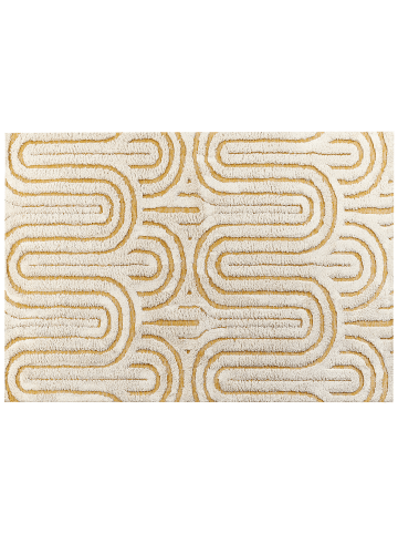 Beliani Kurzflor PERAI in Weiß/Gelb - (W) 160 x (L) 230 cm