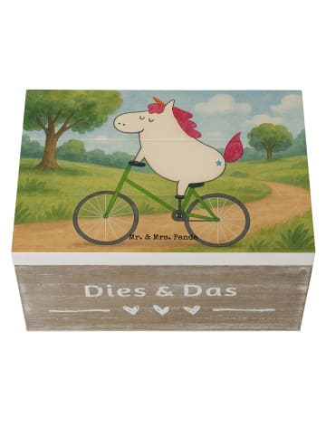 Mr. & Mrs. Panda Holzkiste Einhorn Radfahrer Design ohne Spruch in Weiß
