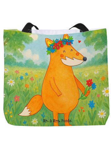 Mr. & Mrs. Panda Shopper Fuchs Blumen Design ohne Spruch in Weiß