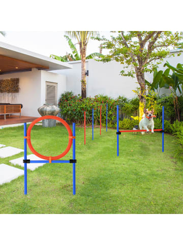Pawhut Hunde Agility Set Blau+Rot PE