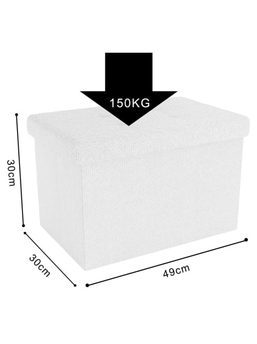 Intirilife Faltbare Sitzbank 49x30x30 cm in SCHNEE WEIß