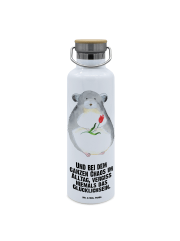 Mr. & Mrs. Panda Trinkflasche Chinchilla Blume mit Spruch in Weiß