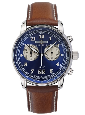 Zeppelin Herrenuhr Chronograph LZ 127 Braun/Blau