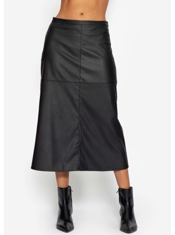 SASSYCLASSY Ausgestellter Kunstleder Rock in Schwarz