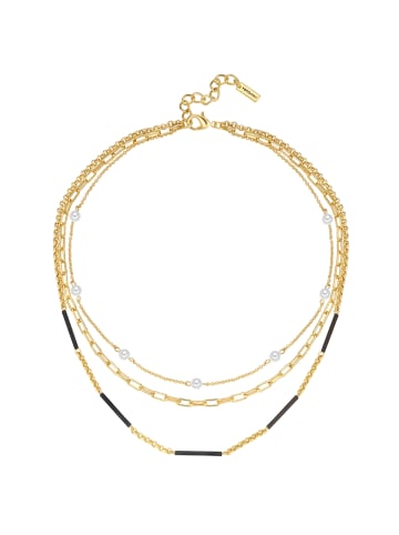 Yokoamii Kette aus Metall-Legierung mit Perle (synth.) in gelbgold