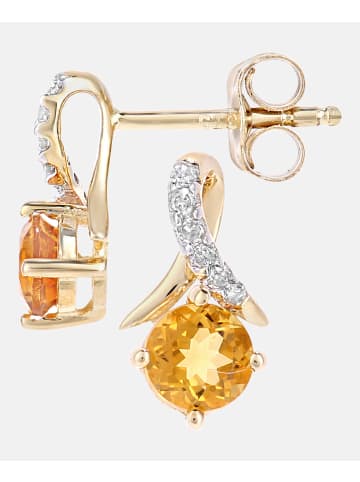 Diamant L'éternel Ohrstecker aus 375 Gelbgold mit Diamant mit Citrin