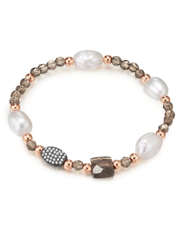 Lulu & Jane Perlen-Armband Metall-Legierung Zirkonia Süßwasser-Zuchtperle in roségold