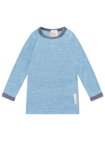 comazo earth Baby Shirt mit Wolle-Seide in Blau-Melange