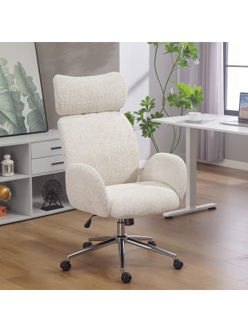 HOMCOM Schreibtischstuhl-75L x 65B x 115-123H cm-Hellgrau