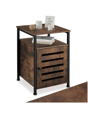 tectake Beistellschrank Cork 40,5 x 40,5 x 60,5 cm, Industrial Holz dunkel, rustikal