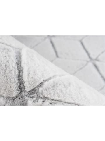 Kayoom Hochflor Teppich Vivica 125 in weiß - anthrazit - rechteckig