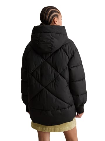Marc O'Polo DENIM Lange Kapuzen-Steppjacke relaxed in Schwarz