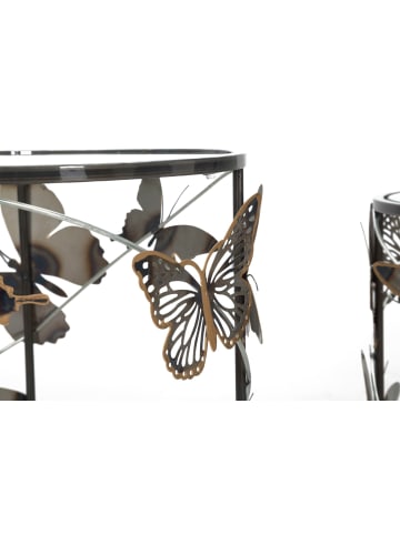 Mauro Ferretti Set aus 2 mehrfarbigen Metalltischen Ø cm 41,3x55-35x50,3