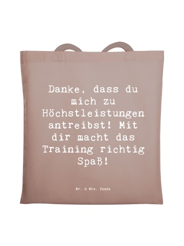 Mr. & Mrs. Panda Shopping Tasche Spruch Motivierender Fitness-Tr... in Braun Pastell