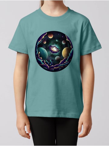 wat? Apparel T-Shirt Urknall in Teal Monstera