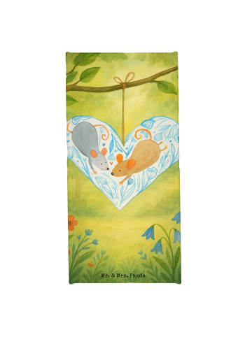 Mr. & Mrs. Panda Badetuch Mäuse Herz Design ohne Spruch in Weiß
