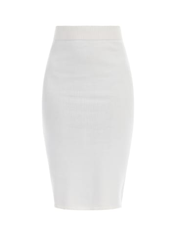 faina Damen Strick Midirock in Wollweiss