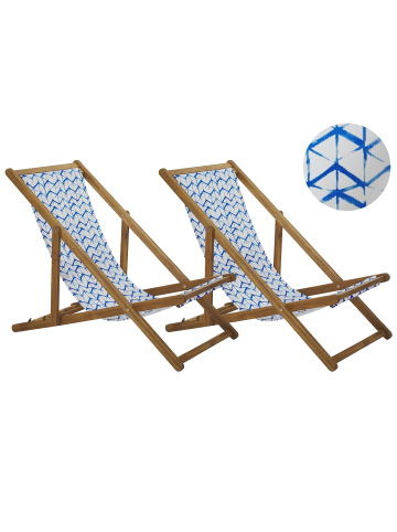Beliani 4-tlg Gartenliege ANZIO in Blau/Weiß/Braun