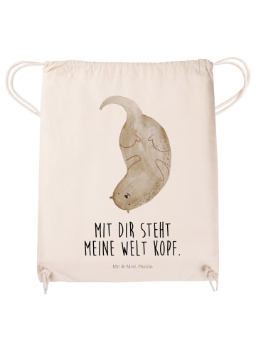 Mr. & Mrs. Panda Jutebeutel Otter Kopfüber mit Spruch in Creme