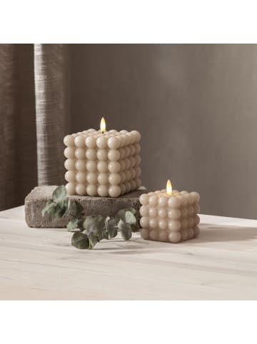 STAR Trading Bubble Kerze Dot, Echtwachs, beige, warmweißes LED Licht, 10x12,5cm
