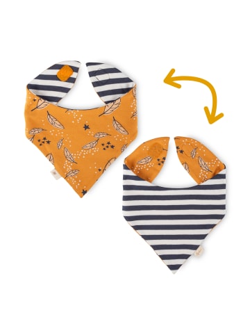 Sigikid Wendehalstuch Magic Owl in Ockerorange und Blau/Weiß gestreift