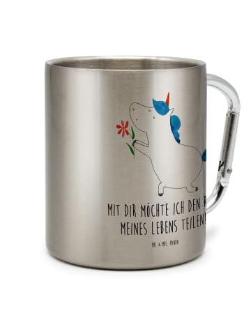 Mr. & Mrs. Panda Thermobecher Einhorn Blume mit Spruch in Silber