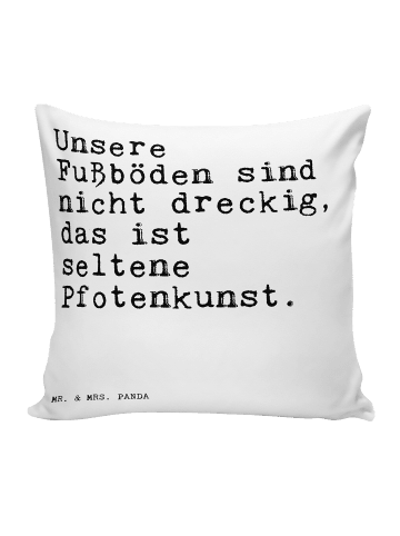 Mr. & Mrs. Panda Zierkissen Unsere Fußböden sind nicht... mit Sp... in Weiß
