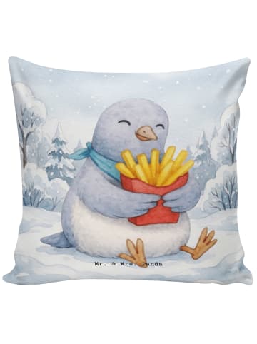 Mr. & Mrs. Panda Deko Kissen Taube Winter Pommes Design ohne Spruch in Weiß